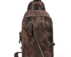 Cool Waxed Canvas Mens  Chest Bag Sling Bag One Shoulder Packs for men