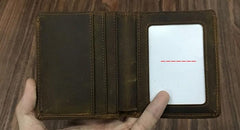 Coffee Cool Leather Mens Small Wallets Bifold Vintage Slim billfold Wallet for Men