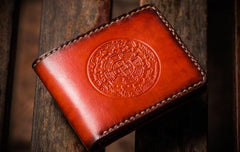 Handmade Leather Tibetan Tooled Mens billfold Wallet Cool Leather Wallet Slim Wallet for Men