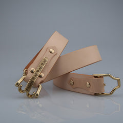Red Brown Leather Mens Belt Colonel Littleton Brass Handmade Leather Belts for Men