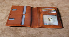 Genuine Leather Mens Cool Long Leather Wallet Slim Travel Passport Wallet for Men