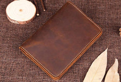 Vintage Leather Slim Mens Travel Wallet Bifold Passport Wallet For Men