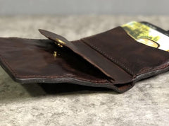 Handmade Leather Mens Cool billfold Leather Wallet Men Small Wallets Trifold for Men