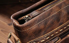 Vintage Leather Mens Small Vertical Messenger Bag Cool Brown Side Bag For Men