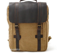 Cool Canvas Leather Mens Laptop Backpack Canvas Travel Backpack Canvas School Backpack for Men