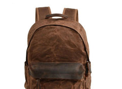 Waxed Canvas Leather Mens Camera Backpack Canvas Travel Backpack Canvas Camera Backpack for Men