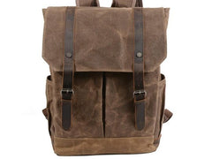 Waxed Canvas Leather Mens Backpacks Canvas Travel Backpack Canvas School Backpack for Men