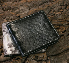Handmade Leather Boa Skin Mens billfold Wallet Cool Leather Wallet Slim Wallet for Men