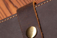 Vintage Leather Mens Passport Wallet Bifold Slim Long Wallet For Men