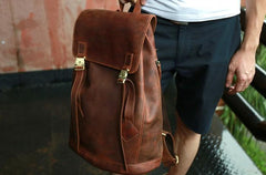 Cool Coffee Mens Leather Backpacks Travel Backpacks Laptop Backpack for men