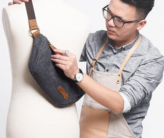 Gray Cool Canvas Mens Sling Bag Chest Bag One Shoulder Packs for men