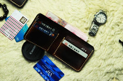 Vintage Leather Mens Slim Small Wallet Leather Small Wallets for Men