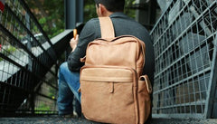 Leather Brown Mens Backpacks Cool Travel Backpack Laptop Backpack for men