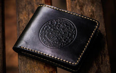 Handmade Leather Tibetan Tooled Mens billfold Wallet Cool Leather Wallet Slim Wallet for Men