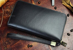 Handmade Leather Mens Tooled Indian Cool Zipper Phone Travel Long Wallet Card Holder Card Slim Clutch Wallets for Men