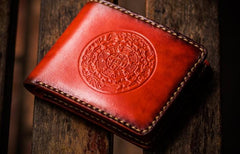 Handmade Leather Tibetan Tooled Mens billfold Wallet Cool Leather Wallet Slim Wallet for Men