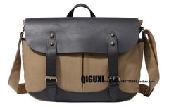 Mens Canvas Leather Messenger Bag Saddle Side Bag Canvas Shoulder Bag for Men