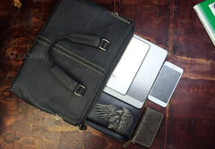 Handmade Leather Mens Cool Messenger Bag Briefcase Chest Bag Bike Bag Cycling Bag for men