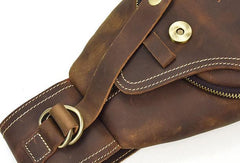 Genuine Leather Cool Chest Bag Sling Bag Crossbody Bag Travel Bag Hiking Bag For Mens