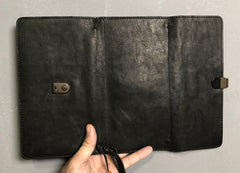 Genuine Leather Mens Clutch Cool Slim Wallet Passport Travel Clutch Wristlet Wallet for Men