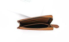 Leather Mens Zipper Small Wallet Slim Wallet Front Pocket Wallet Card Wallet for Men