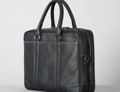 Handmade Leather Mens Cool Black Briefcase Bag Work Bag Business Bag for men
