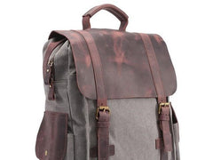 Mens Canvas Leather Backpack Canvas Hiking Backpack Canvas Travel Backpack for Men