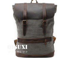 Cool Canvas Leather Mens School Backpack Laptop Backpack Canvas Travel Backpack Canvas for Men