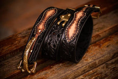 Handmade Leather Cool Tooled Black Mens Belt Cool Leather Men Belt for Men