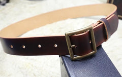 Cool Handmade Red Brown Leather Mens Belt Leather Belt for Men