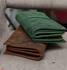 Cool Leather Canvas Mens Bifold Long Wallet Leather Long Wallet for Men