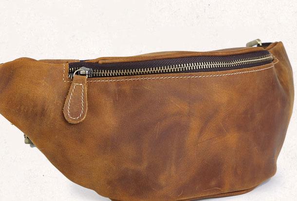 Cool Mens Leather Belt Bag Fanny Pack Waist Bag For Men