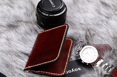 Leather Mens Slim Front Pocket Bifold Small Wallets Card Wallet for Men