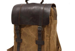 Mens Canvas Leather Backpack Canvas Travel Backpacks Canvas School Backpacks for Men