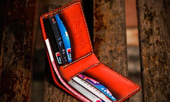 Handmade Leather Tibetan Tooled Mens billfold Wallet Cool Leather Wallet Slim Wallet for Men