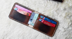 Vintage Leather Mens Slim Coffee Small Wallet Leather Bifold Wallets for Men