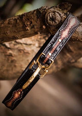 Handmade Leather Cool Tooled Black Mens Belt Cool Leather Men Belt for Men