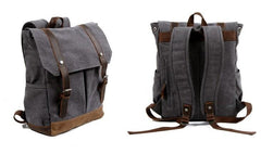 Waxed Canvas Leather Mens Backpacks Canvas Travel Backpack Canvas School Backpack for Men