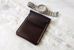 Mens Coffee Leather Slim Front Pocket Wallets Leather Cards Wallet for Men