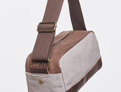 Mens Canvas Leather Gray Cool Messenger Bag Side Bag for Men
