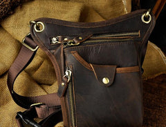 Cool Leather Biker Drop Leg Bag Mens Belt Pouch Waist Bag Shoulder Bag for Men
