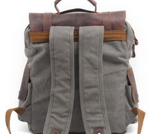 Mens Canvas Leather Backpack Canvas Hiking Backpack Canvas Travel Backpack for Men