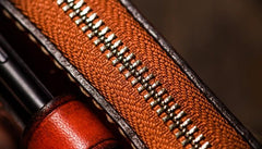 Handmade Leather Tibetan Mens Chain Biker Wallet Cool Leather Wallets Long Clutch Wallets for Men