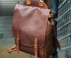 Dark Brown Leather Mens Backpack Travel Backpacks Laptop Backpack for men