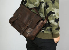 Handmade Leather Mens Cool Vintage Shoulder Bag Messenger Bag Bike Bag Cycling Bag for men