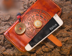 Handmade Leather Mens Chain Biker Wallet Cool Leather Wallet Long Phone Wallets for Men