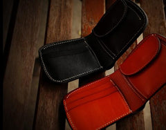 Handmade Leather Bifold Mens billfold Wallet Cool Small Wallet Biker Wallet for Men