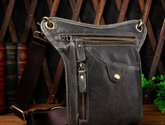Mens Cool Leather Belt Pouch Leg Drop Bags waist BAGs Mini Shoulder Bag For Men