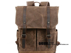 Waxed Canvas Leather Mens Backpacks Canvas Travel Backpack Canvas School Backpack for Men