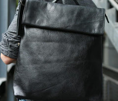 Cool Black Mens Leather Backpack Travel Backpacks Laptop Backpack for men